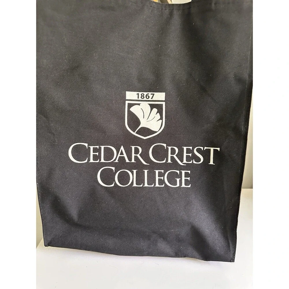 Cedar Crest College Black Tote Bag – Durable Book Bag / Reusable Market Shopper